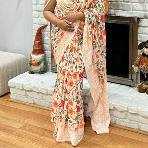 Floral print saree
